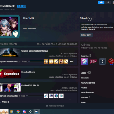 Conta da steam com 43 jogos(avaliado em 684 reais)vai com email de criação