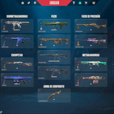 CONTA DE VALORANT,FULL ACESSO! UNRANKED, 57 SKINS. COM ALGUNS PACOTES.