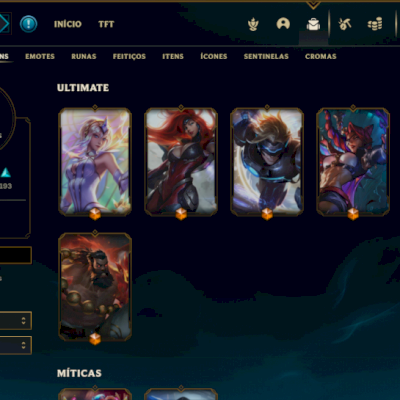 Conta nivel 560 com 399 skins e varios cromas e outras coisas