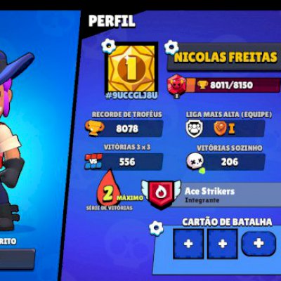 Conta com 8.000 De Troféus com 40 brawlers Vídeo no YouTube abaixo!!