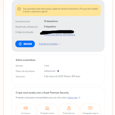 Assinatura do Avast Ultimate (4 aplicativos por 1 ano) - Anti virus Premiu e + 