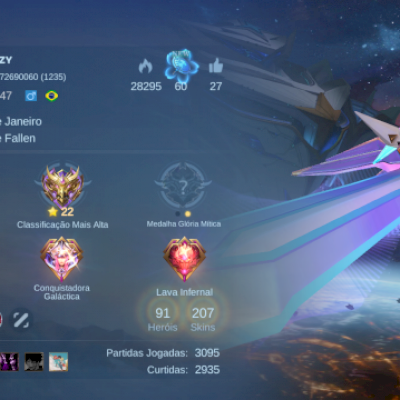 Conta Mobile legends 91 herois + 207 skins 