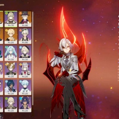 Conta Genshin Impact : Arlecchino C1 + BIS, Mualani, Scaramouche e Lyney