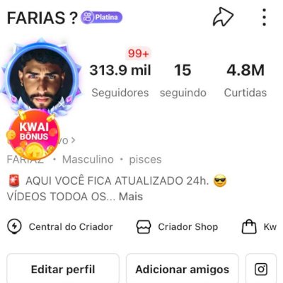 VENDO CONTA DO KWAI COM 315K DE SEGUIDORES!