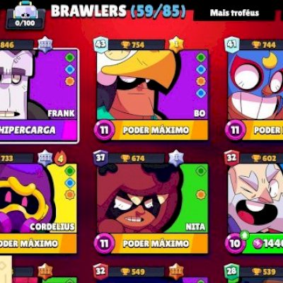 CONTA BRAWL STARS RARA 2018 | 22K+ TROFÉUS | 170+ GEMAS | 59 BRAWLERS + SKINS 