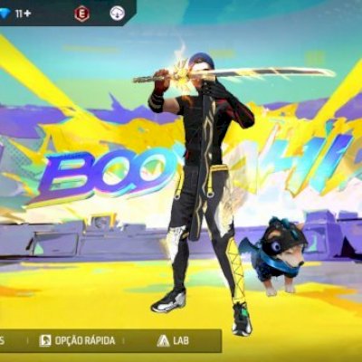 CONTA DE FREE FIRE , ANGELICAL AMARELA,BANDEIRAO,SCORPION,AURA,2 PUNHOS