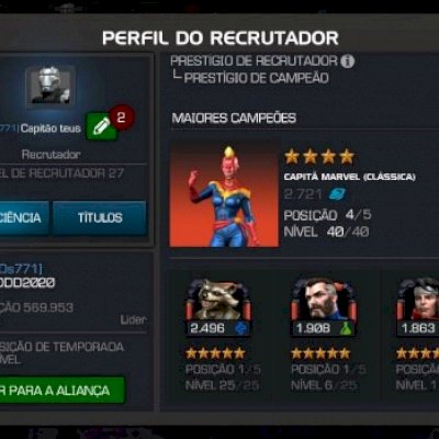Conta marvel torneio de campeões muito op e antiga  