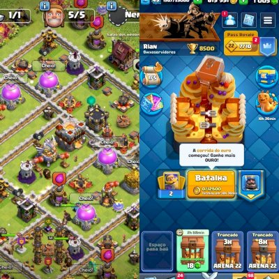 Conta de Clash Royale + Clash of clans, duas contas gemadas 