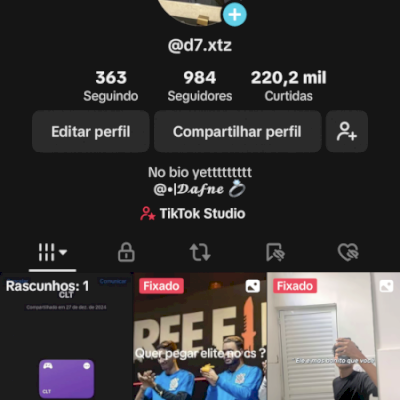 VENDO CONTA COM QUASE 1k DE SEGUIDORES NO TIK TOK E MAS DE 200k DE CURTIDAS!!!!!