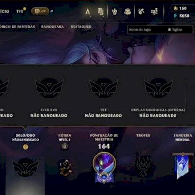 Conta UNRANKED, Campeões: 97, Skins: 28, Nível: 101