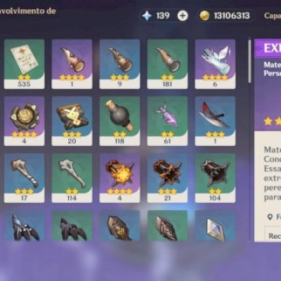 Conta custo benefício genshin impact equipamentos e armas e personagens lendaria