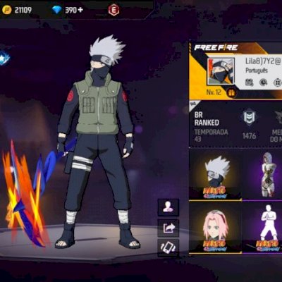 CONTA FF COM CALÇA ANJO VERMELHA, SAKURA e kakashi