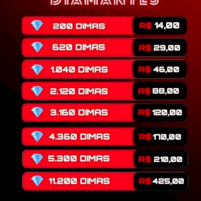 PROMOÇAO DIAMANTES (FF) - ENTREGA VIA ID FREE FIRE
