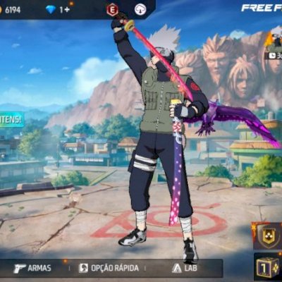 Conta FF com Kakashi e Skin do Demon Slayer