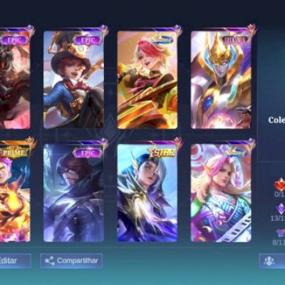 Mítico 15 estrelas, elo Max honra 25 estrelas, 134 skin incluindo skin prime 