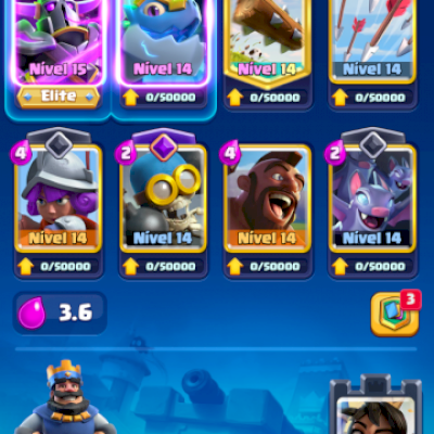 Arena 20, 6 evoluções, conta antiga com várias cartas LV 14