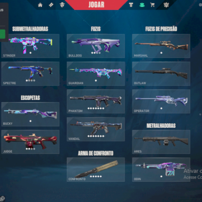 Conta valorant +500 reais gastos, 2 facas, vandal, sheriff e phantom de loja!