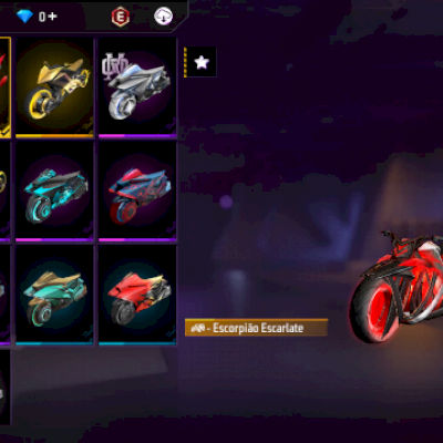 conta de FF com skin evolutiva, calça angelical amarela ecalça angelical da puma