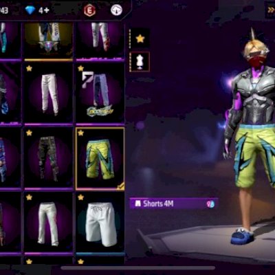 Conta FF, RAGNAROK, pantera, 8Bit, shorts 4M e tenis 5M