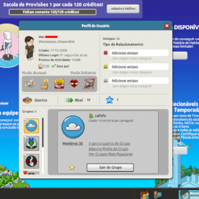 CONTA HABBO 2008 C/TRAX E NICK UNISSEX