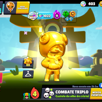 Olá tenho 34.624 troféus e quase todas as skins e todos personagens 