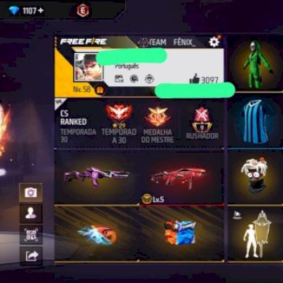 Conta de free fire com bandeirão,barbinha e punho 