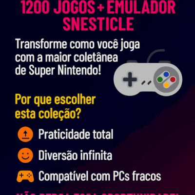  Coleção Definitiva SNES - 1200 Jogos + Emulador SNESTICLE 