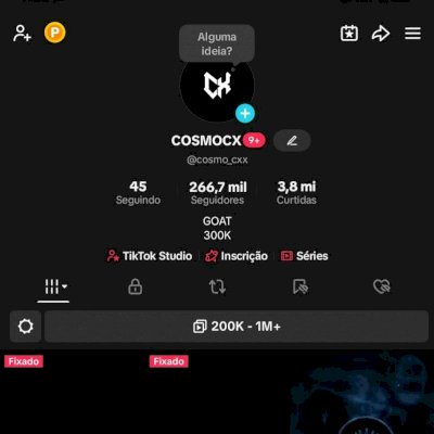 Conta do tik Tok com 266 mil seguidores 