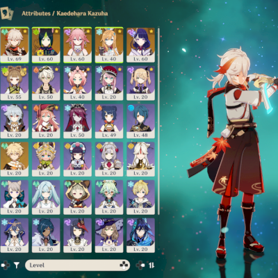 Conta Yae C1, Raiden, Kazuha, Escoffier (+2 armas 5*)