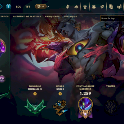 League of legends conta da season 2 esmeralda IV 294 champ skin todos campeoes 