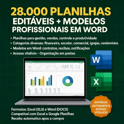 ✅📊📂🏆Pacote Com +28.000 Planilhas De Excel Prontas E Editáveis: 😀Baixe Fácil 