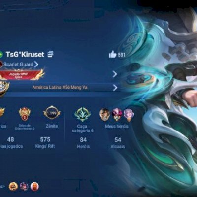 MÍTICO 25 ESTRELAS, HEROIS: 86, SKINS: 54, DOIS SELOS GRÃO MESTRE E WINRATE ALTA