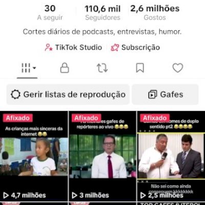 Conta TikTok com mais de 110 mil seguidores. 