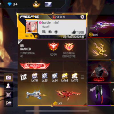 Conta Prime 7, LV 74, Emote Zaouli, 47 Passes 