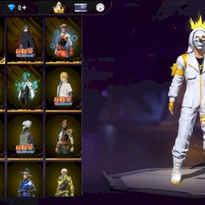 Conta de free fire, prime 4 vários item naruto, calça ajo amarela