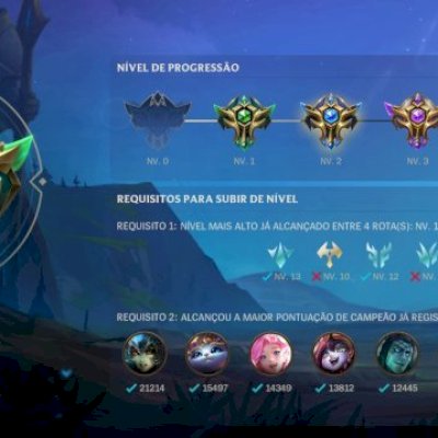 CONTA WILD RIFT - TOP 14 SUP BR NVL20 DE ROTA - EX MONARCA, MUITA SKIN.