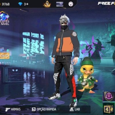 CONTA FREE FIRE COM 2 PUNHOS, ANGELICAL, NARUTO, TROCA DE NOME