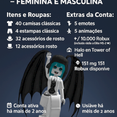 Conta de Roblox feminina e masculina 
