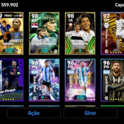 Conta com ,Neymar,Messi,Maradona,Ronaldinho ,CR7,Adriano e outros craques.
