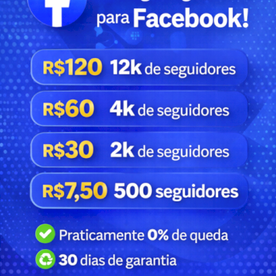  seguidores página Facebook barato praticamente sem queda