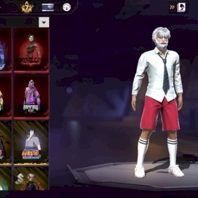 conta de free fire gemada com skins naruto e demon slayer