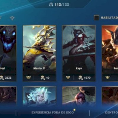Conta com 113 personagens, 66 skins junto com primeiro passe e lvl 102, Dima 1