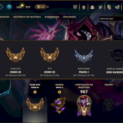 Prata 1 com TODOS os Champs e 356 Skins ( JG / SUP ) - ( Nivel 1026 )