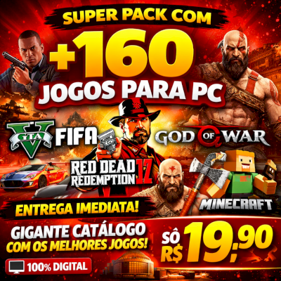 🎮 PACK COM +160 JOGOS PARA PC | GTA, FIFA, NFS, RDR2, GOD OF WAR, 