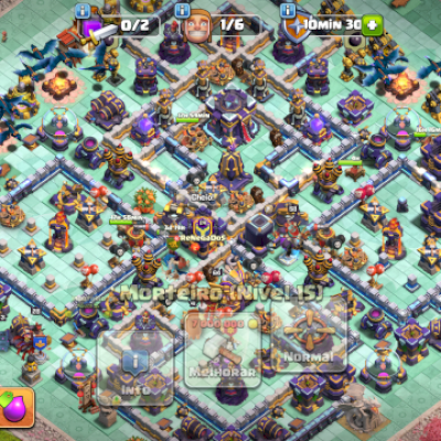 CV 15 top Full faltando só muros e algumas tropas e Barata com 6 cobstrutores