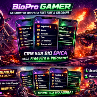 BioPro Gamer – Gerador de Bio Profissional para Free Fire e Valorant | 