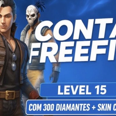  CONTA BOT LVL 15 COM 300 DIMAS | NO SEU GMAIL | REI CAVEIRA +20K OURO FREE FIRE