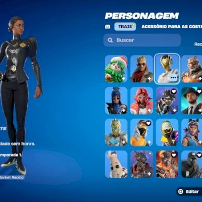Conta do fortnite com tubarão mako, skin PSN têmpora 1, skin Xbox rara 
