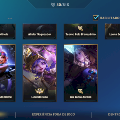 Conta lvl 99 40 skin, 4 anos de criação 