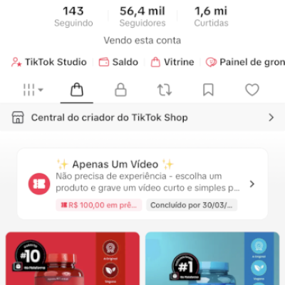 Conta tiktok com 50k de seguidores e 1.6 milhões de curtidas 